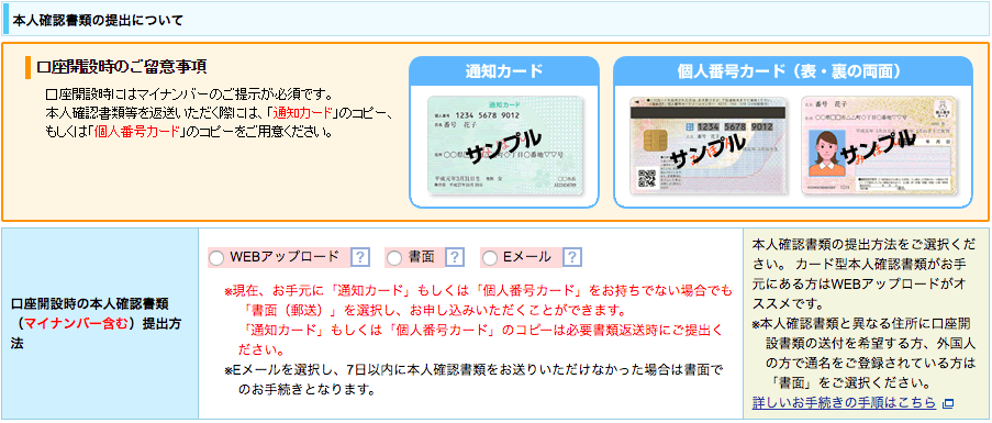 口座開設の申し込み
